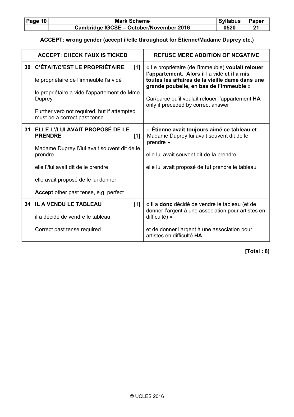 Mark scheme, page 10 of 12