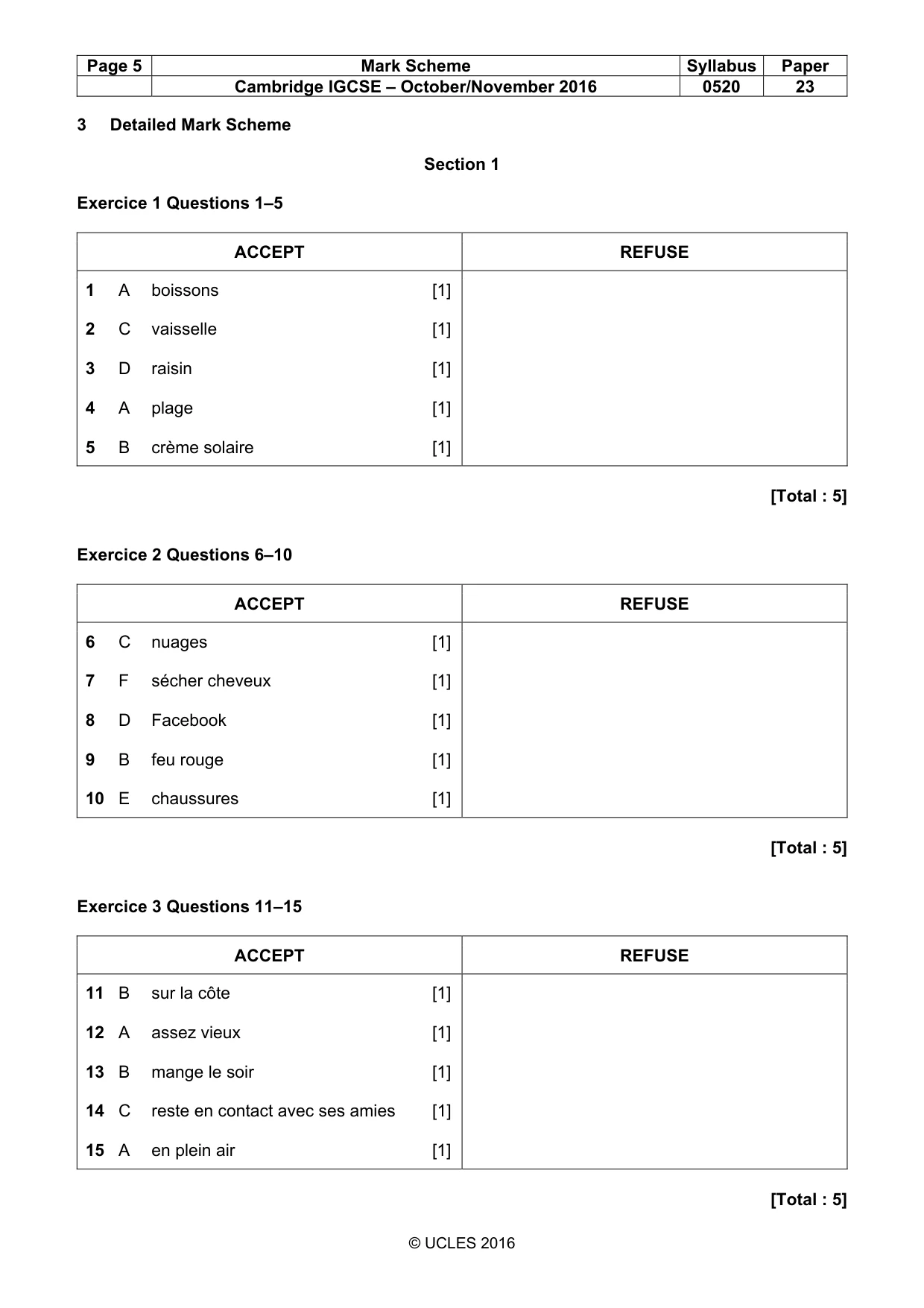Mark scheme, page 5 of 12