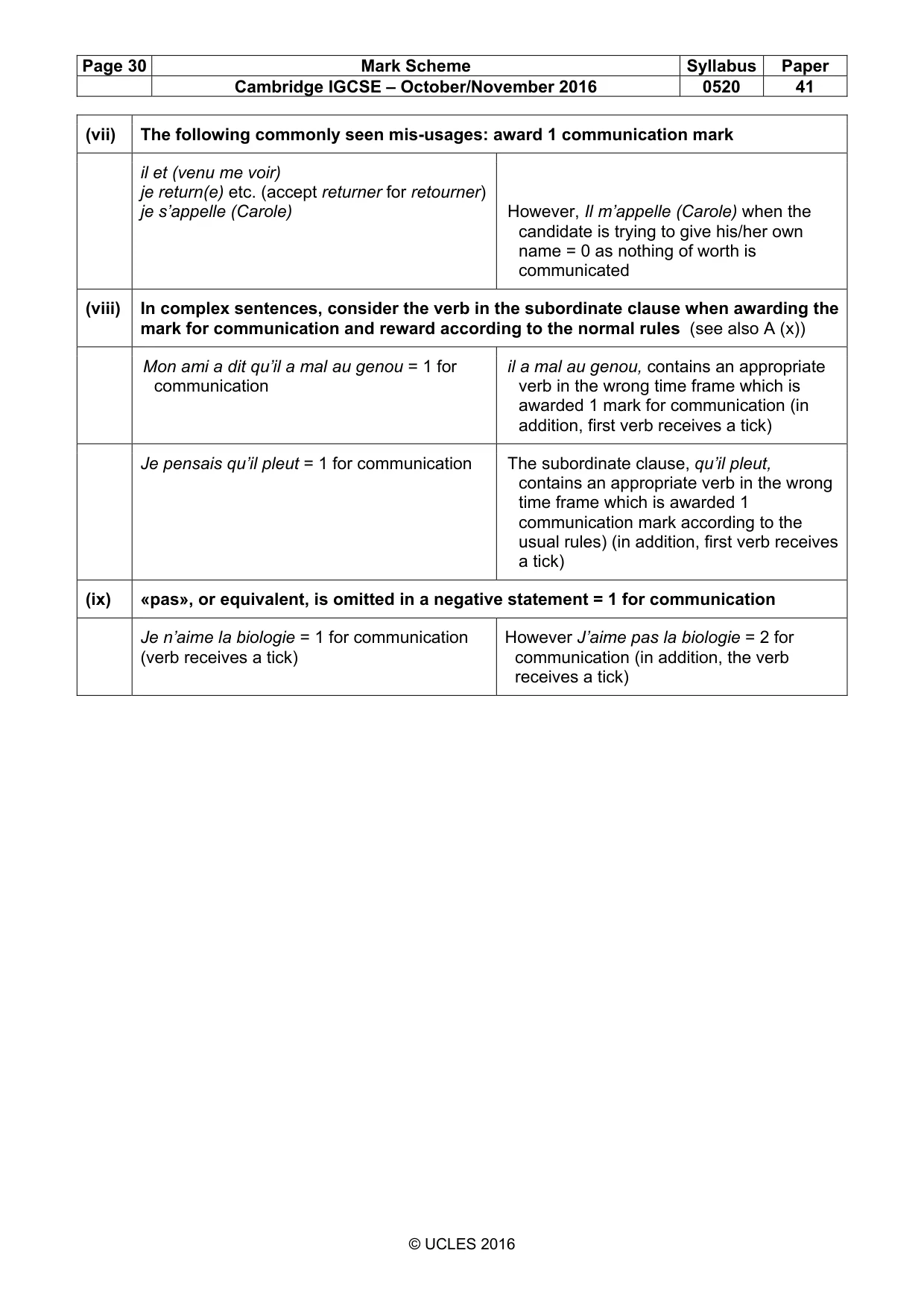 Mark scheme, page 30 of 31