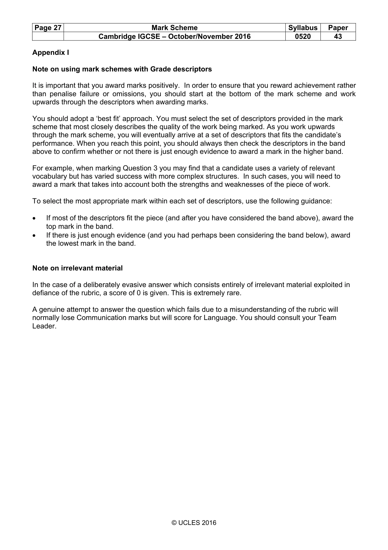 Mark scheme, page 27 of 34