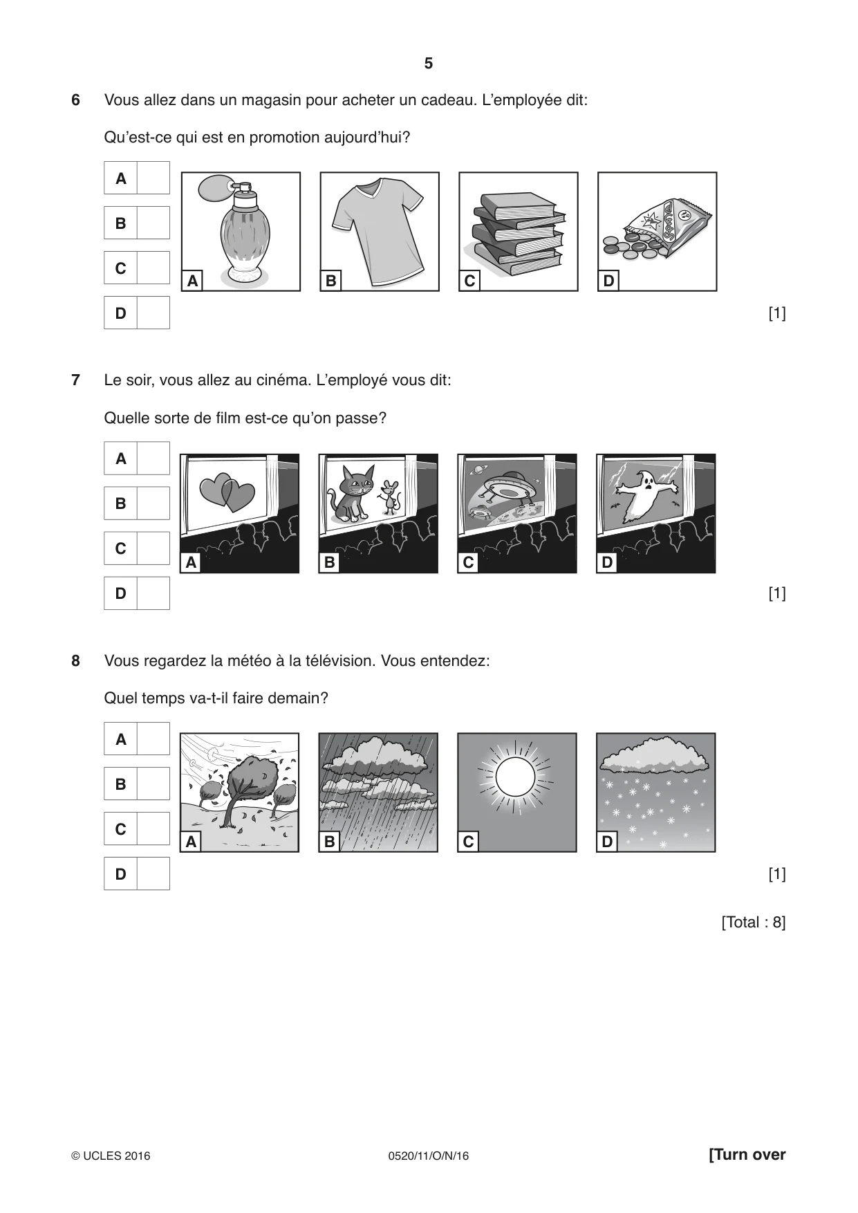Cambridge IGCSE French - Foreign Language 0520 2016 Oct/Nov Paper 1 · Variant 1 question paper, page 5 of 12