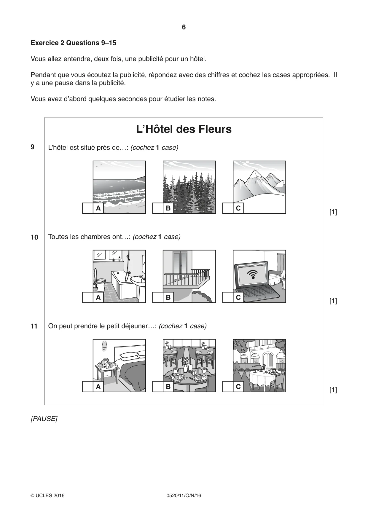 Cambridge IGCSE French - Foreign Language 0520 2016 Oct/Nov Paper 1 · Variant 1 question paper, page 6 of 12
