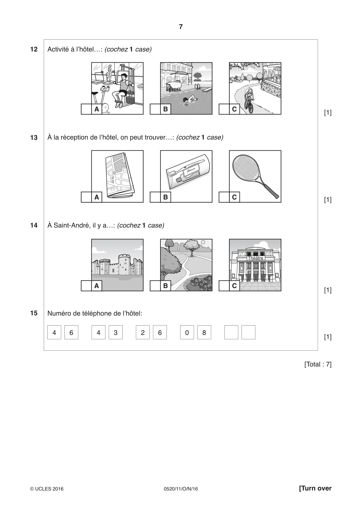 Cambridge IGCSE French - Foreign Language 0520 2016 Oct/Nov Paper 1 · Variant 1 question paper, page 7 of 12