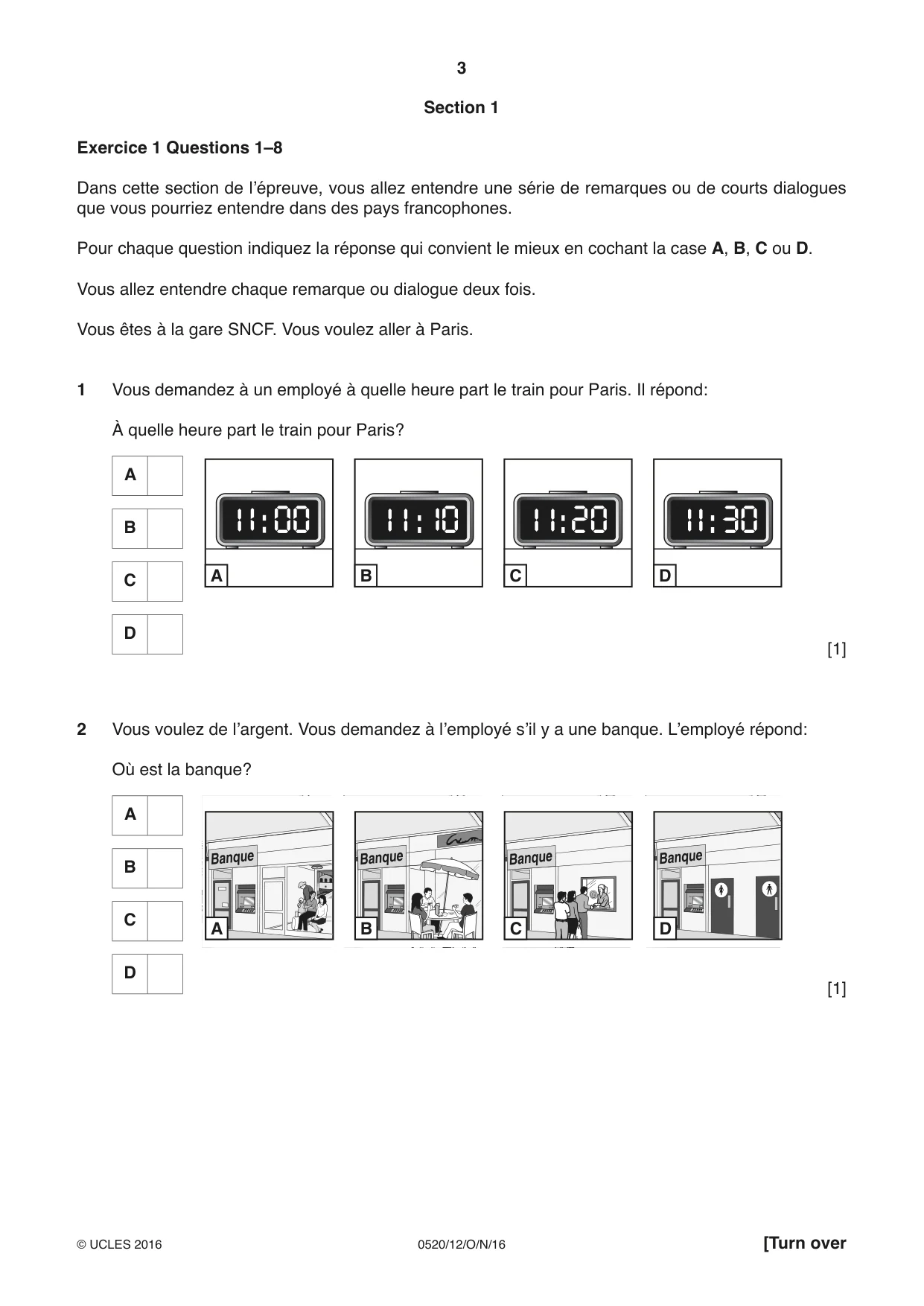 Cambridge IGCSE French - Foreign Language 0520 2016 Oct/Nov Paper 1 · Variant 2 question paper, page 3 of 12