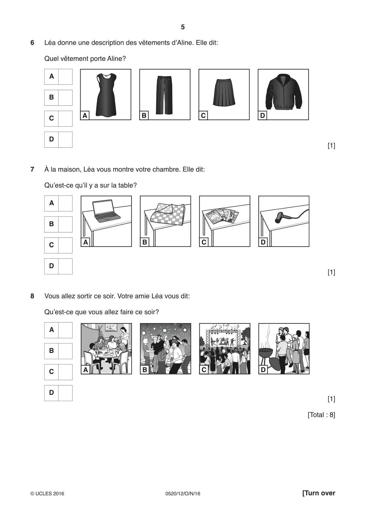 Cambridge IGCSE French - Foreign Language 0520 2016 Oct/Nov Paper 1 · Variant 2 question paper, page 5 of 12