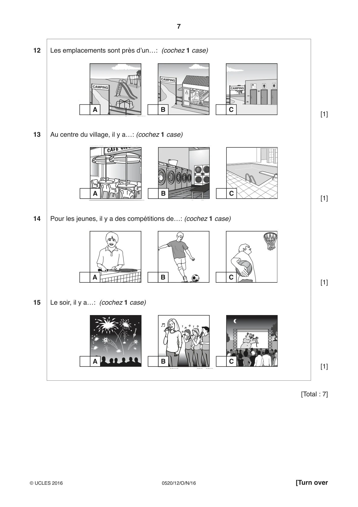 Cambridge IGCSE French - Foreign Language 0520 2016 Oct/Nov Paper 1 · Variant 2 question paper, page 7 of 12