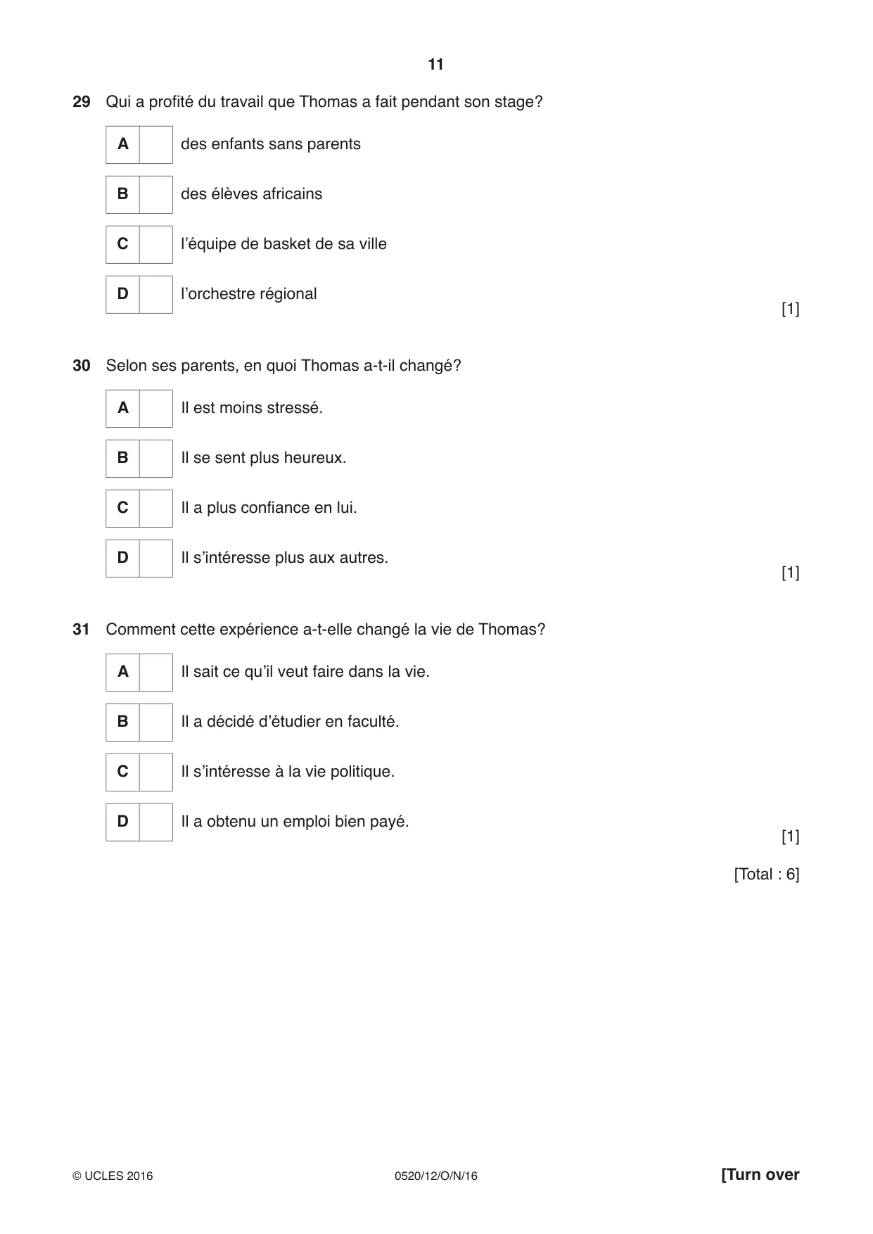 Cambridge IGCSE French - Foreign Language 0520 2016 Oct/Nov Paper 1 · Variant 2 question paper, page 11 of 12