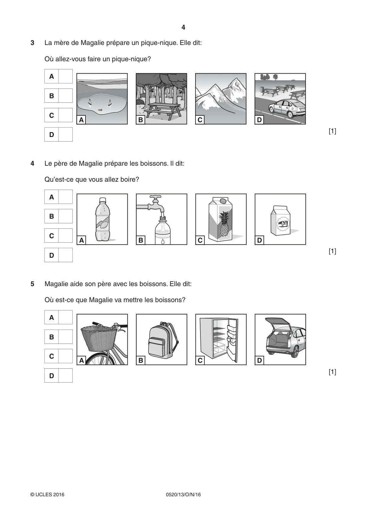 Cambridge IGCSE French - Foreign Language 0520 2016 Oct/Nov Paper 1 · Variant 3 question paper, page 4 of 12