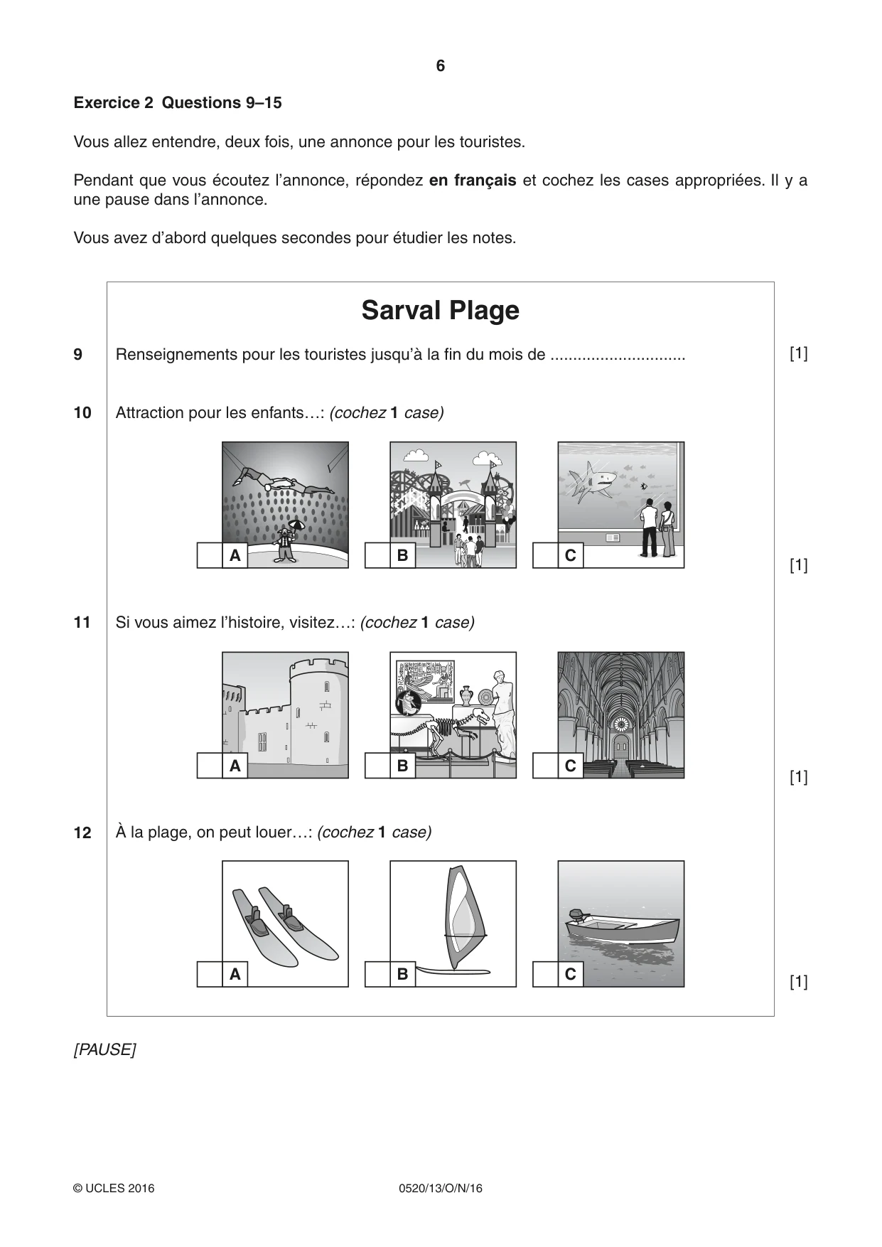 Cambridge IGCSE French - Foreign Language 0520 2016 Oct/Nov Paper 1 · Variant 3 question paper, page 6 of 12