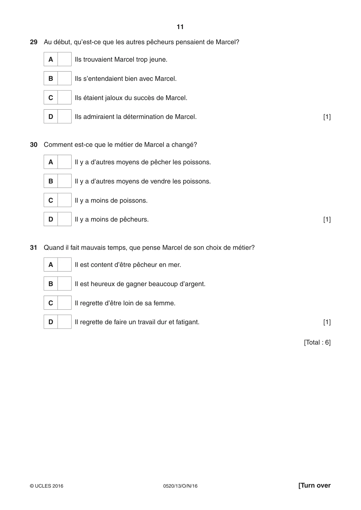 Cambridge IGCSE French - Foreign Language 0520 2016 Oct/Nov Paper 1 · Variant 3 question paper, page 11 of 12