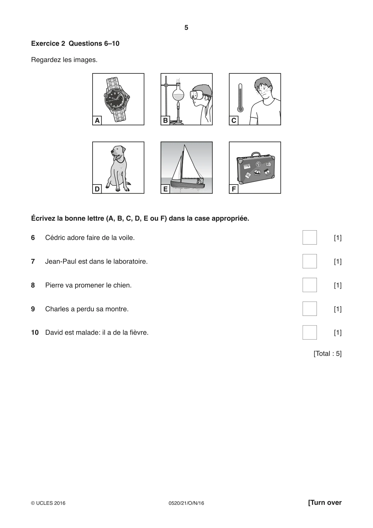 Cambridge IGCSE French - Foreign Language 0520 2016 Oct/Nov Paper 2 · Variant 1 question paper, page 5 of 16