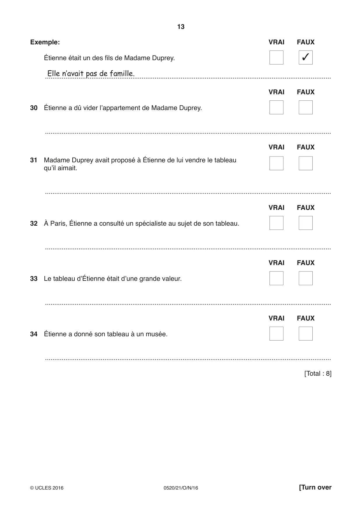 Cambridge IGCSE French - Foreign Language 0520 2016 Oct/Nov Paper 2 · Variant 1 question paper, page 13 of 16