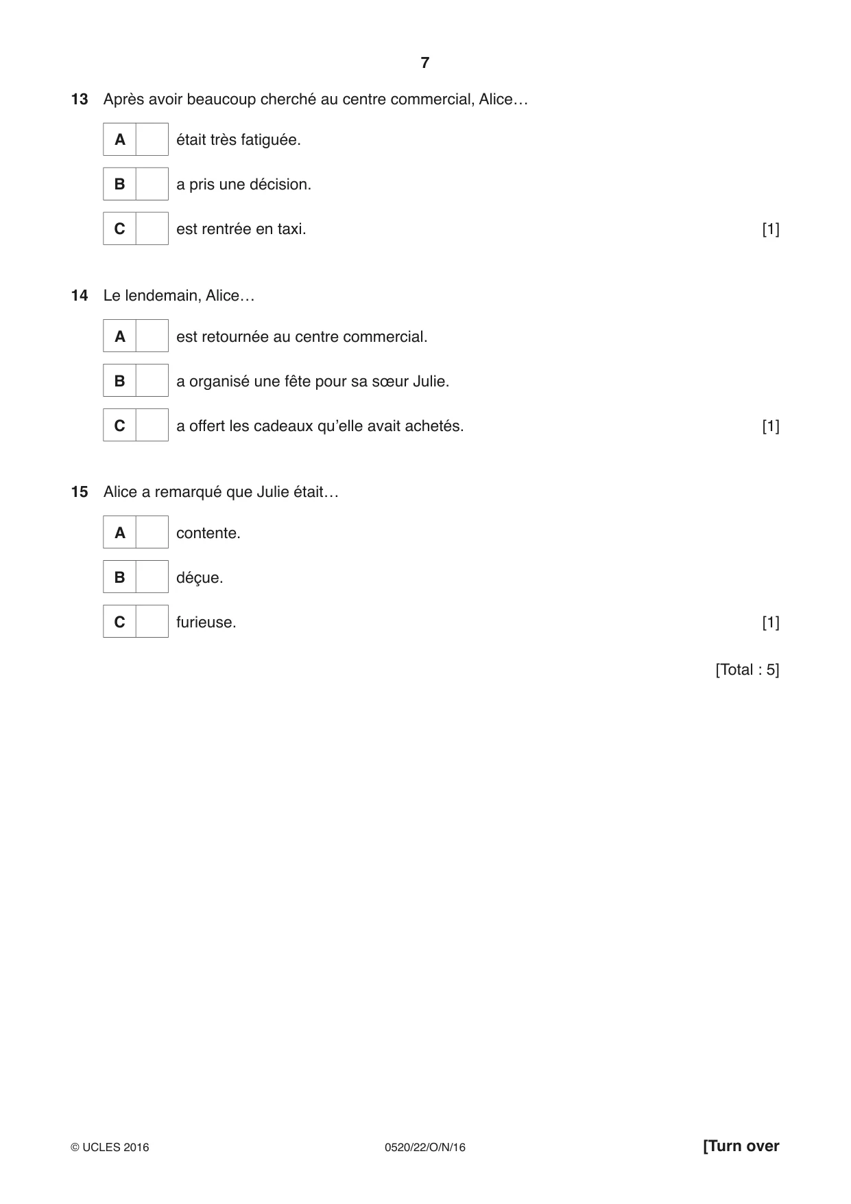 Cambridge IGCSE French - Foreign Language 0520 2016 Oct/Nov Paper 2 · Variant 2 question paper, page 7 of 16