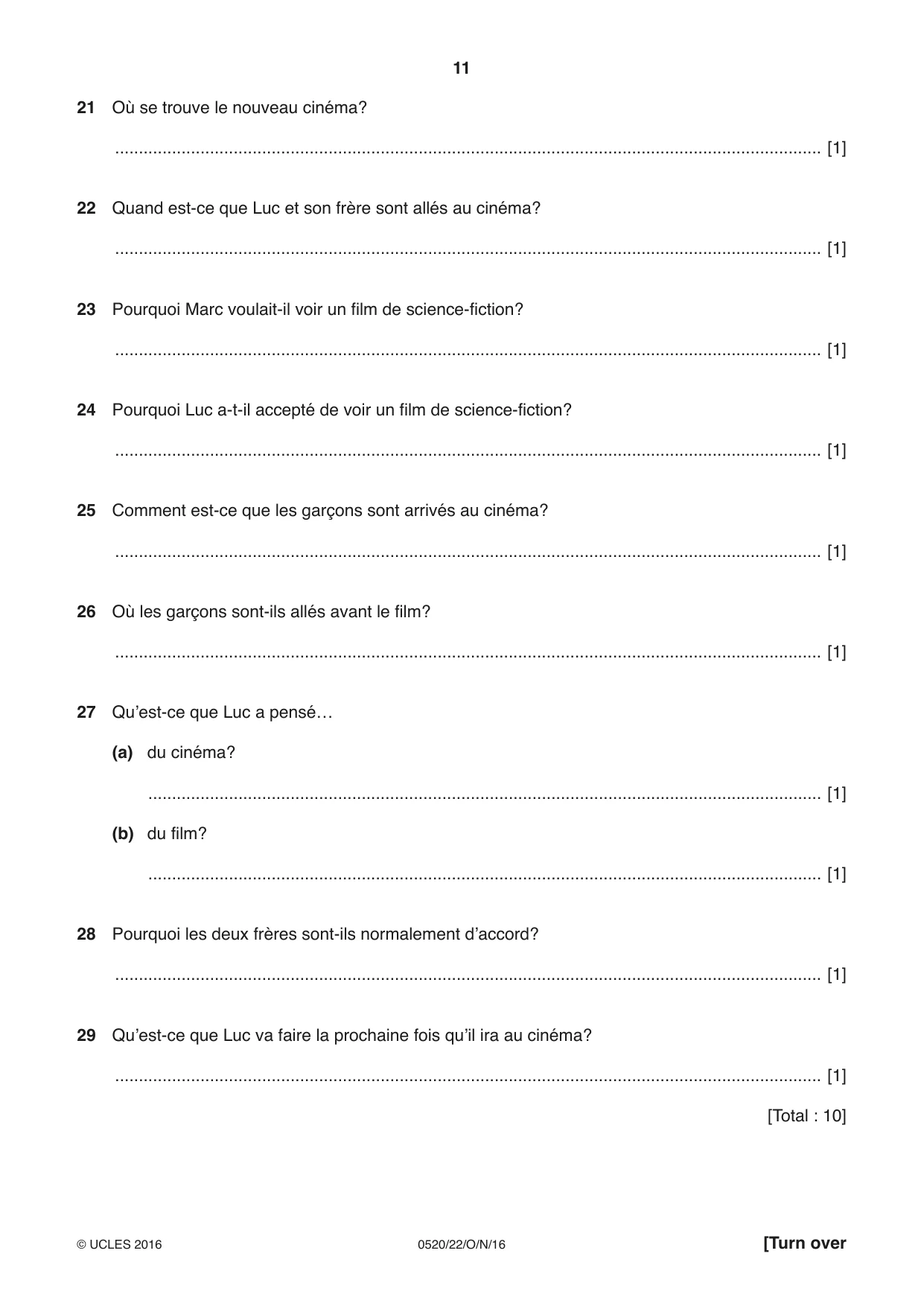 Cambridge IGCSE French - Foreign Language 0520 2016 Oct/Nov Paper 2 · Variant 2 question paper, page 11 of 16