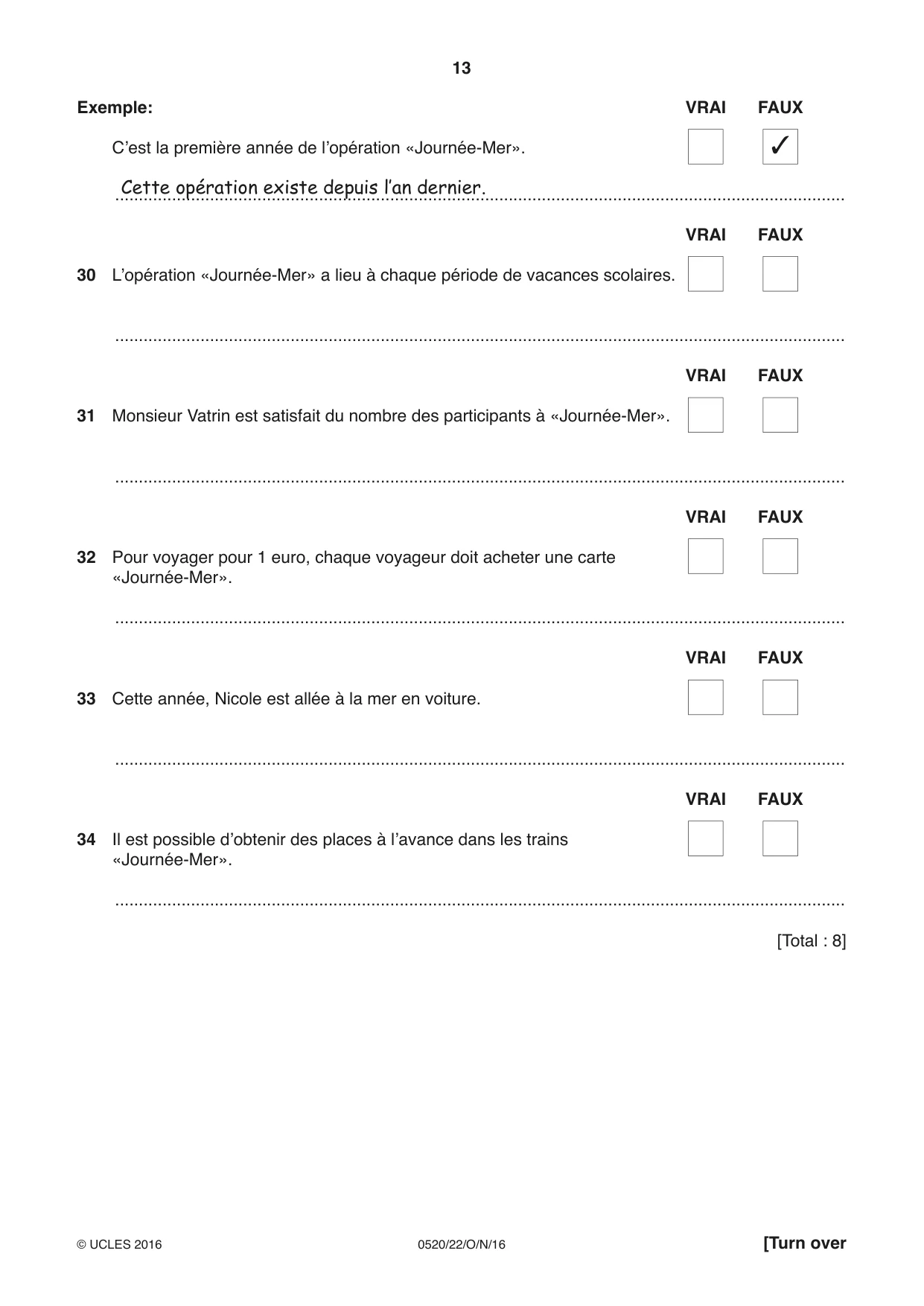 Cambridge IGCSE French - Foreign Language 0520 2016 Oct/Nov Paper 2 · Variant 2 question paper, page 13 of 16
