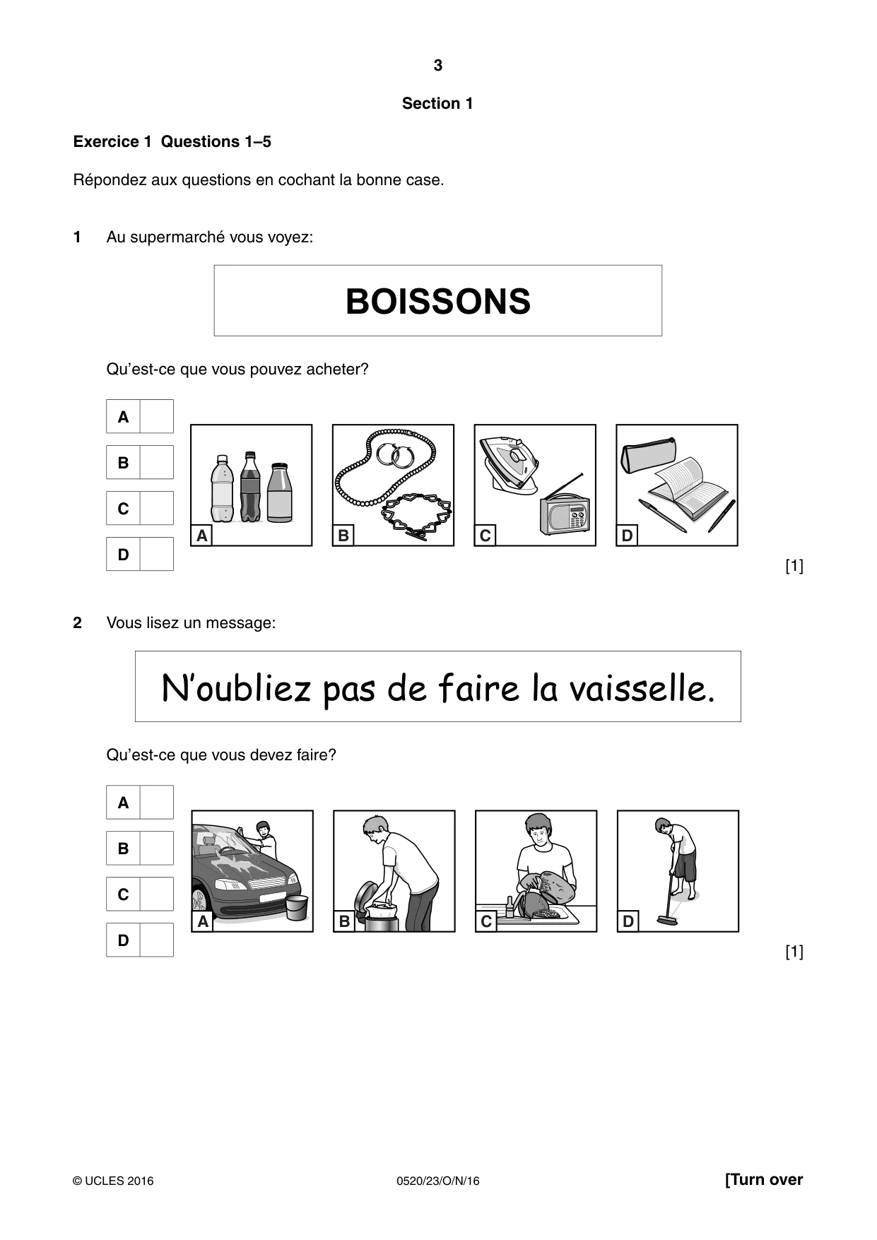 Cambridge IGCSE French - Foreign Language 0520 2016 Oct/Nov Paper 2 · Variant 3 question paper, page 3 of 16