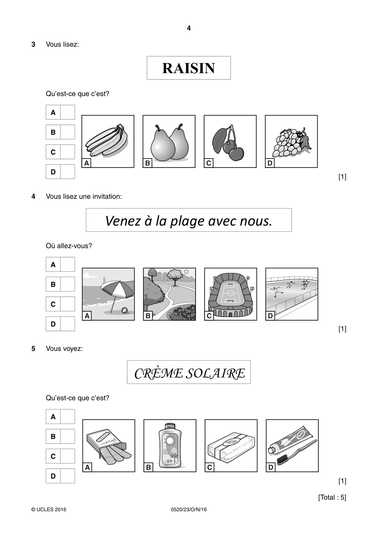 Cambridge IGCSE French - Foreign Language 0520 2016 Oct/Nov Paper 2 · Variant 3 question paper, page 4 of 16