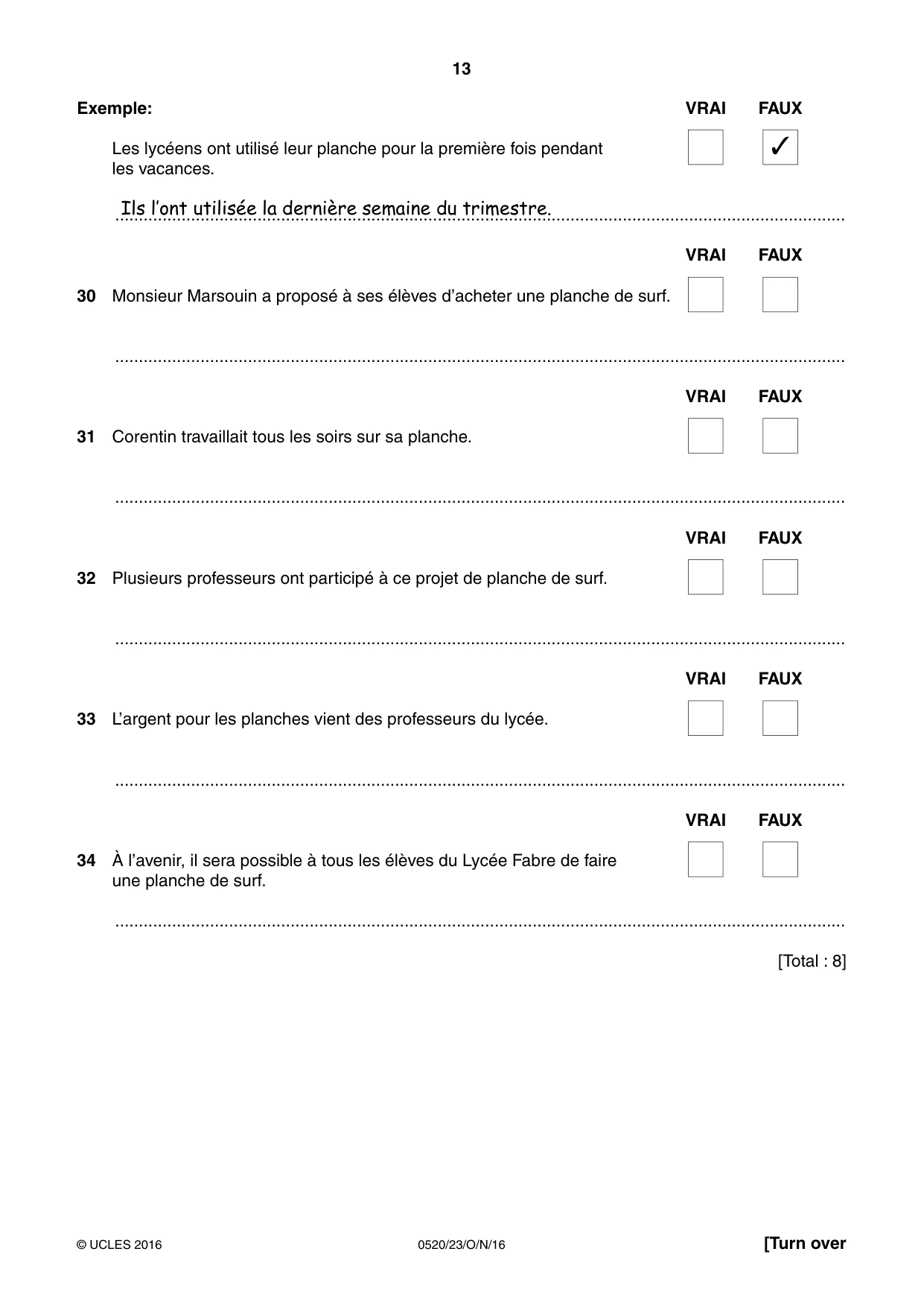 Cambridge IGCSE French - Foreign Language 0520 2016 Oct/Nov Paper 2 · Variant 3 question paper, page 13 of 16