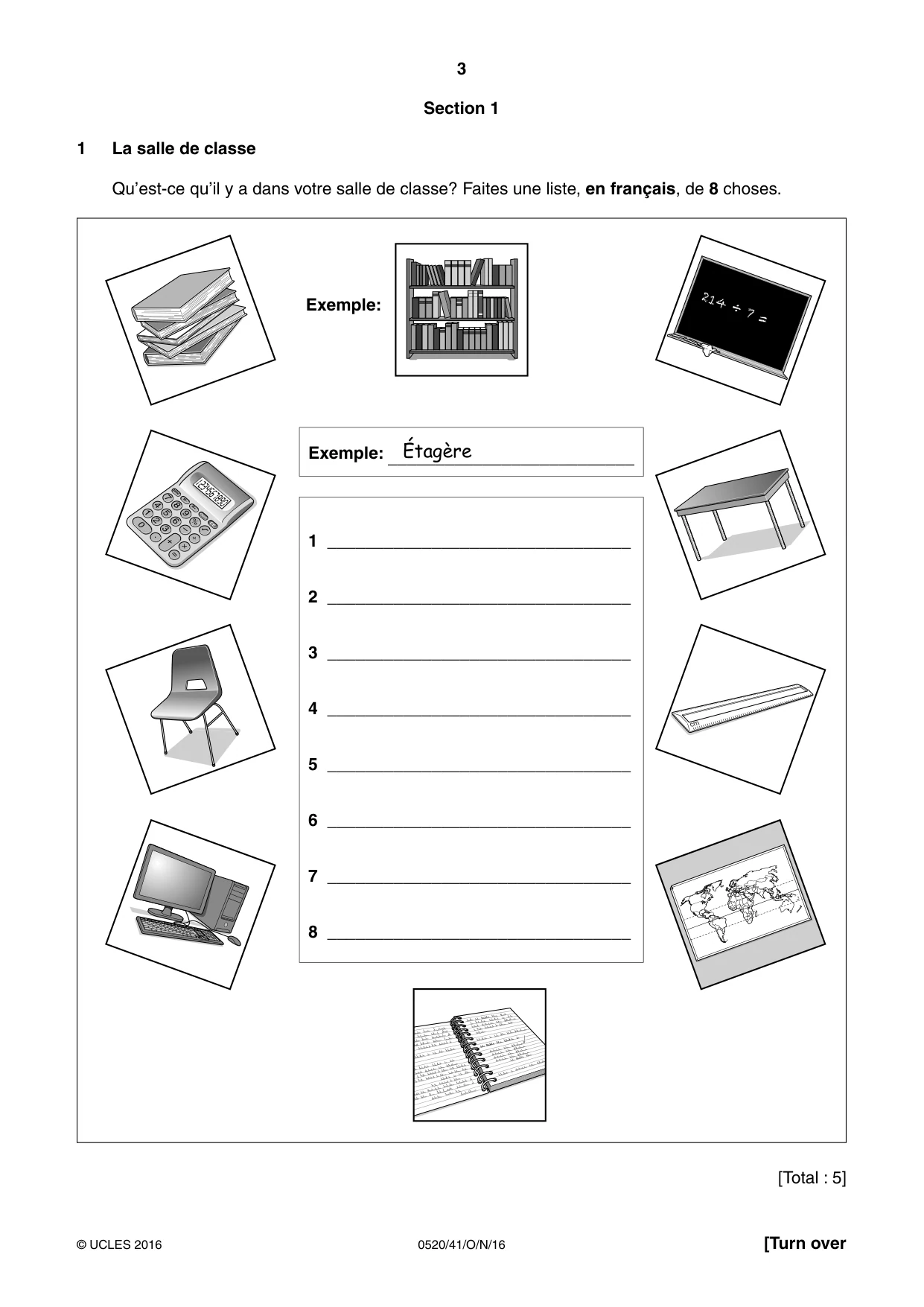 Cambridge IGCSE French - Foreign Language 0520 2016 Oct/Nov Paper 4 · Variant 1 question paper, page 3 of 8