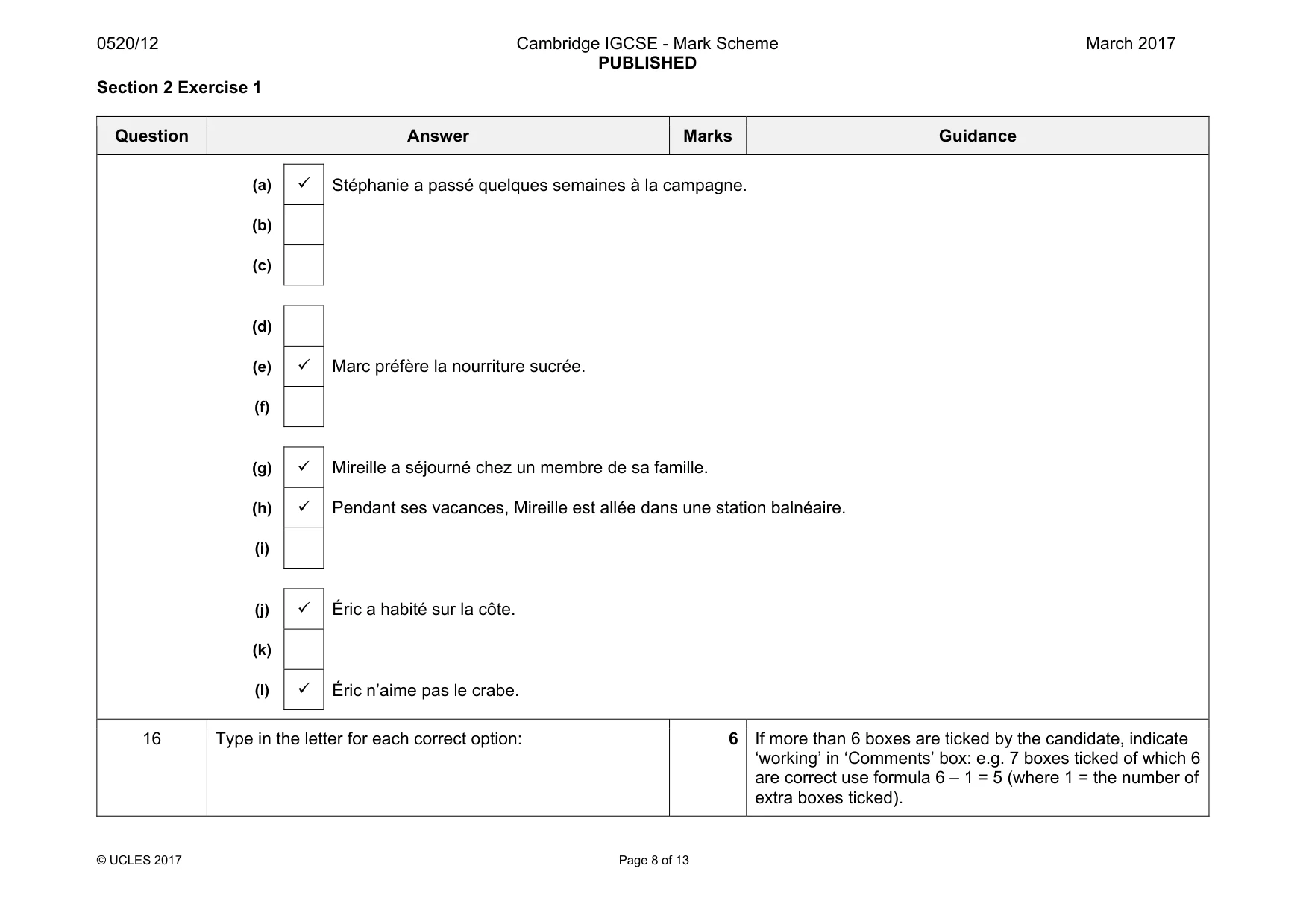 Mark scheme, page 8 of 13