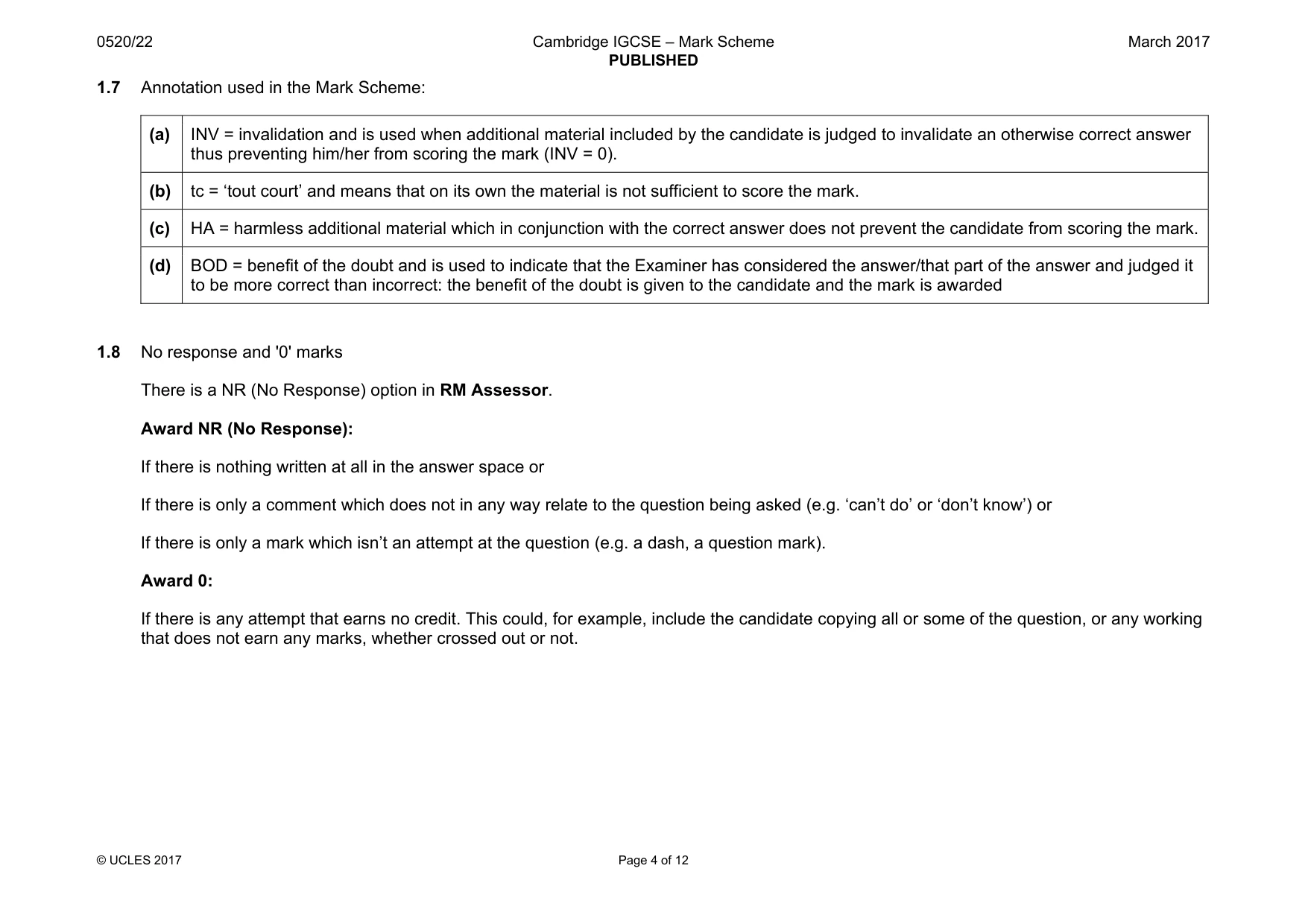 Mark scheme, page 4 of 12
