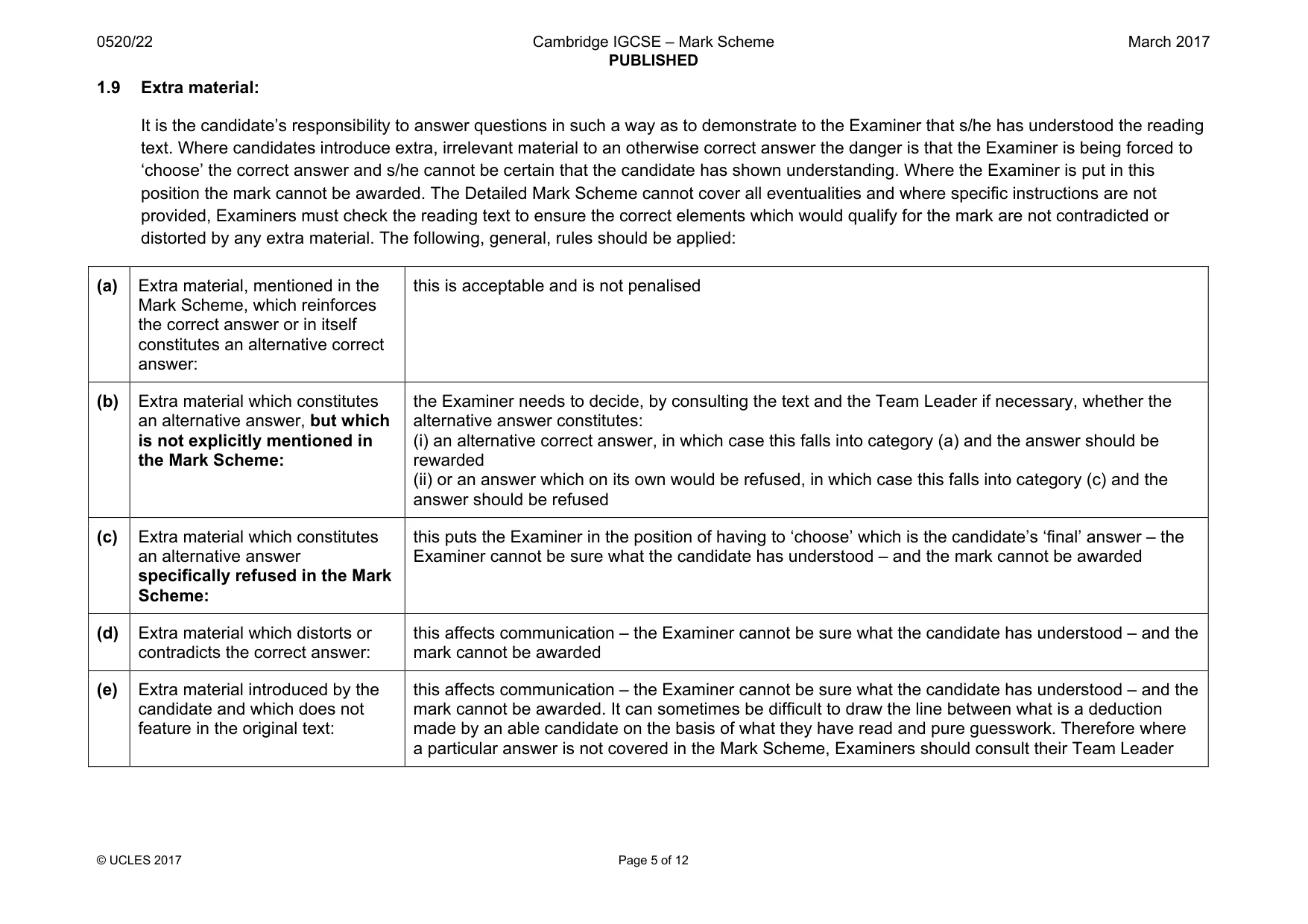Mark scheme, page 5 of 12