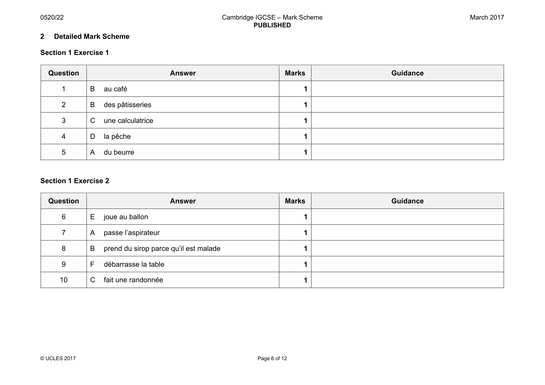 Mark scheme, page 6 of 12