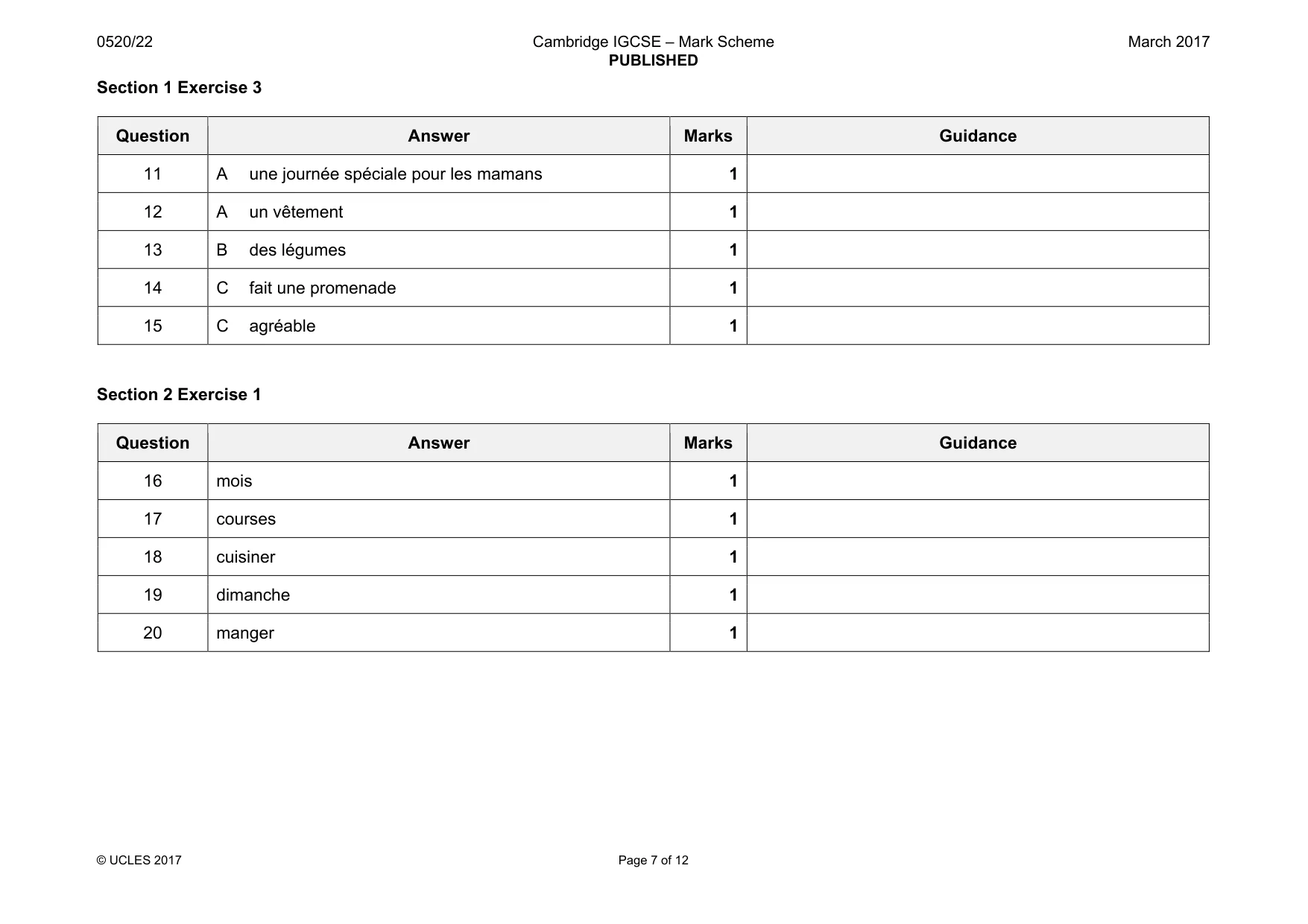 Mark scheme, page 7 of 12