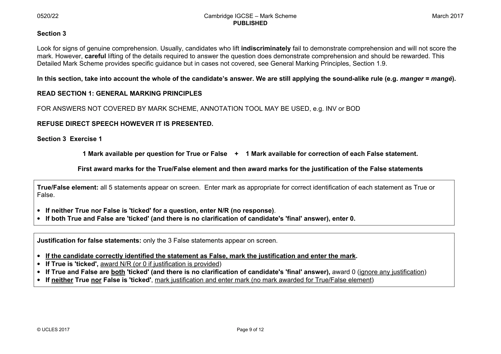 Mark scheme, page 9 of 12