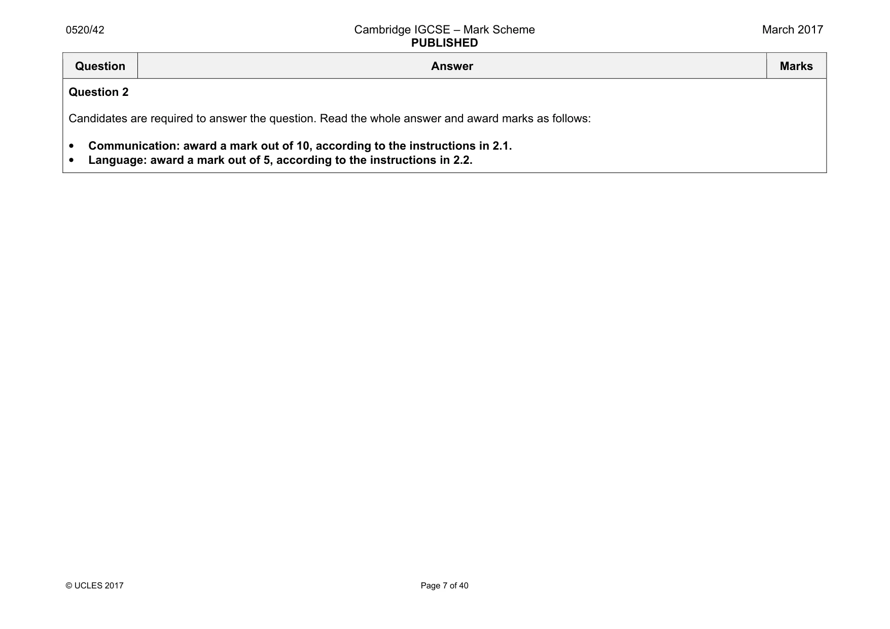 Mark scheme, page 7 of 40