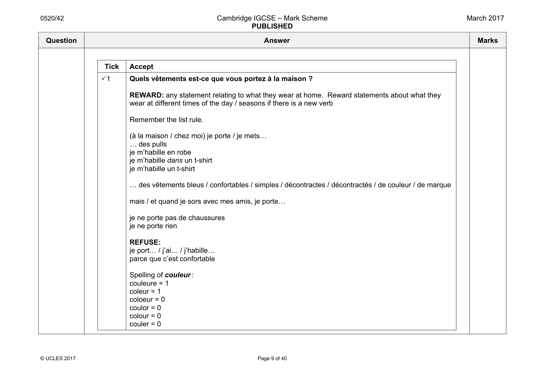 Mark scheme, page 9 of 40