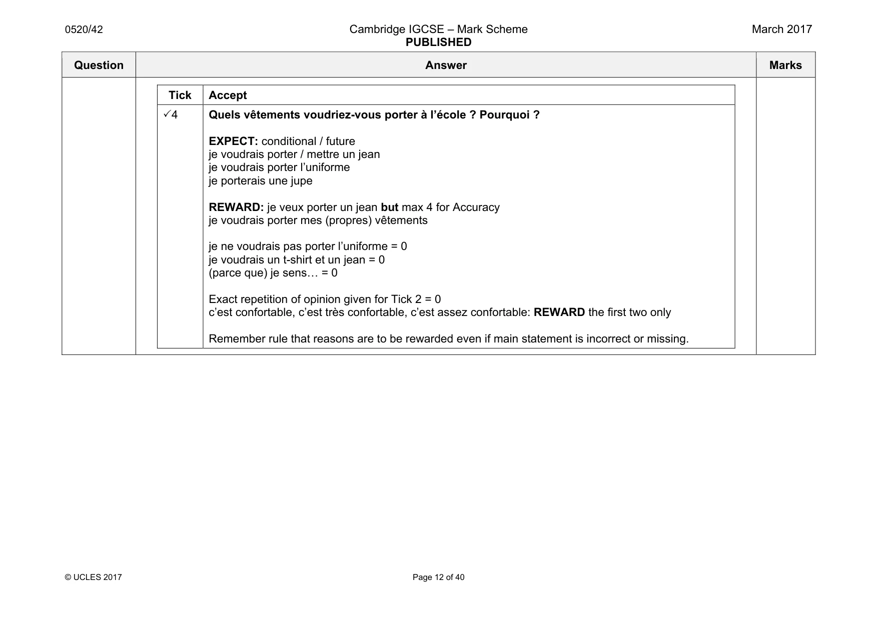 Mark scheme, page 12 of 40