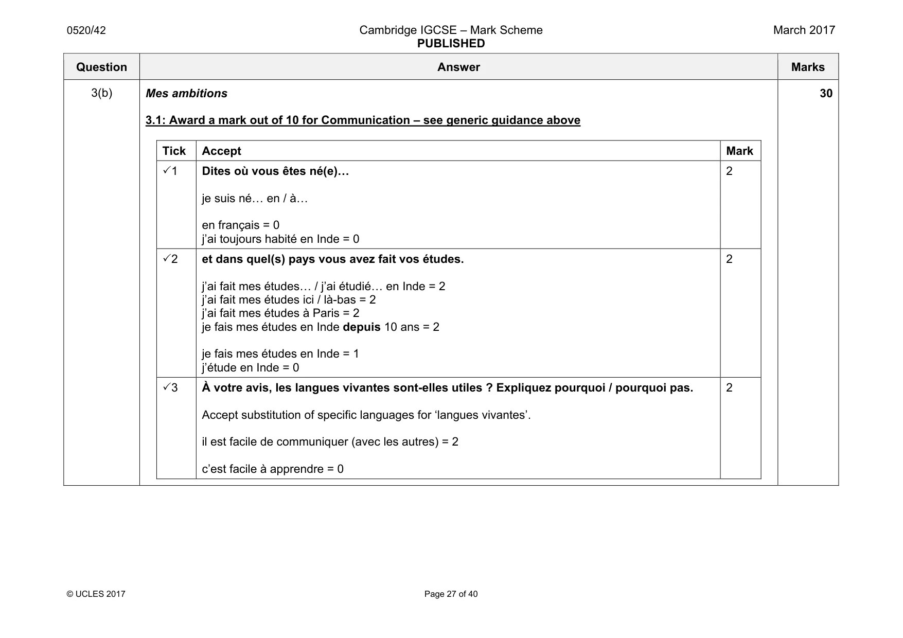 Mark scheme, page 27 of 40