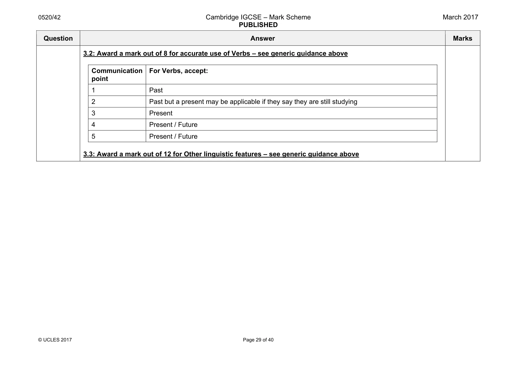 Mark scheme, page 29 of 40