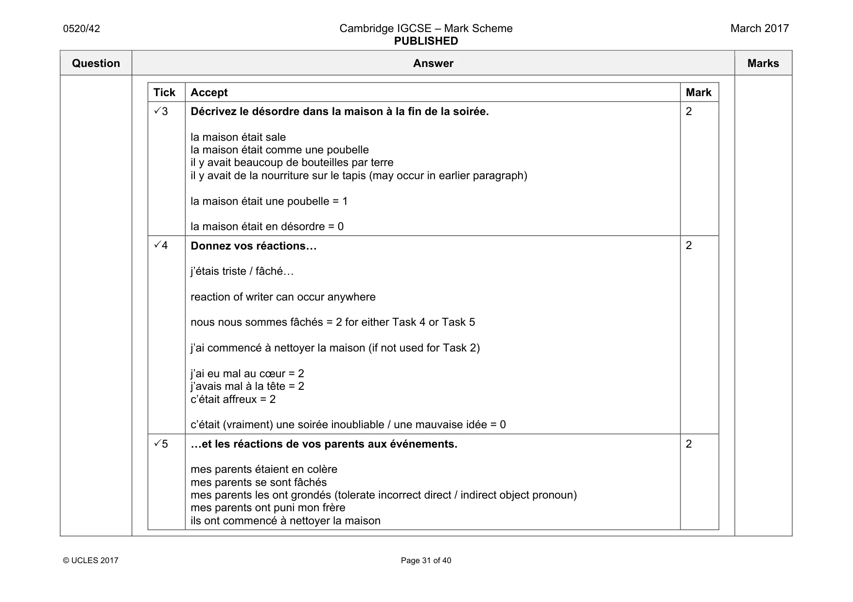 Mark scheme, page 31 of 40