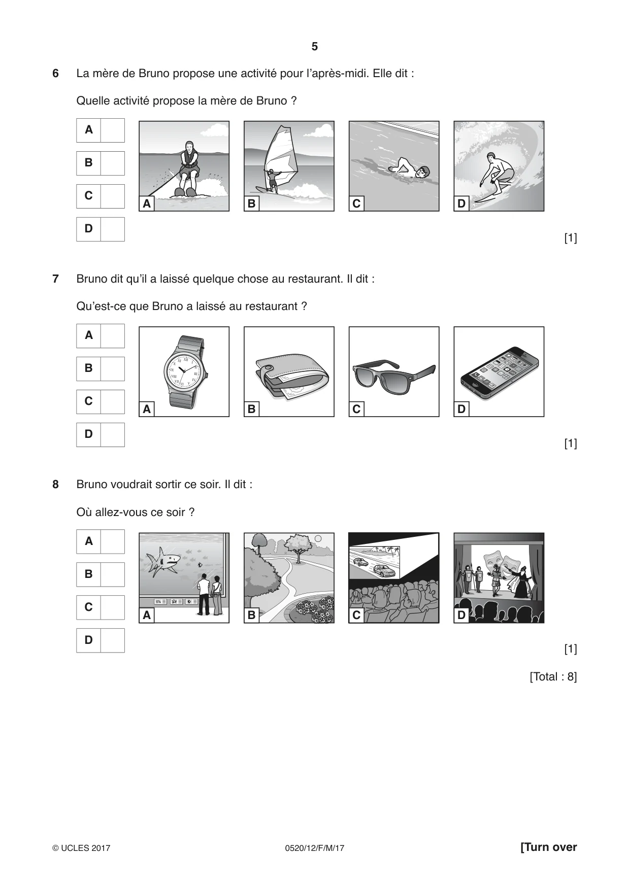 Cambridge IGCSE French - Foreign Language 0520 2017 Feb/March Paper 1 · Variant 2 question paper, page 5 of 12