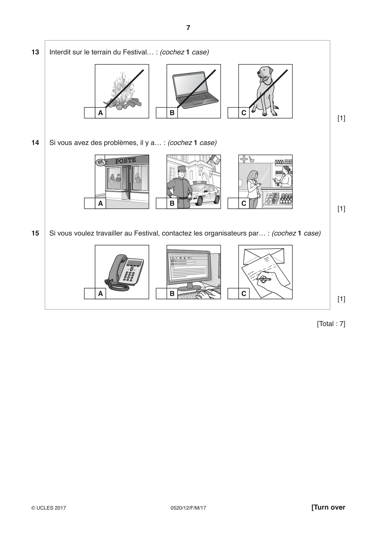 Cambridge IGCSE French - Foreign Language 0520 2017 Feb/March Paper 1 · Variant 2 question paper, page 7 of 12