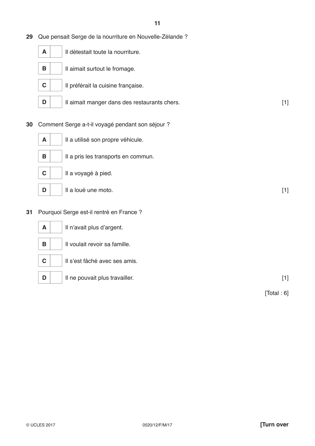 Cambridge IGCSE French - Foreign Language 0520 2017 Feb/March Paper 1 · Variant 2 question paper, page 11 of 12