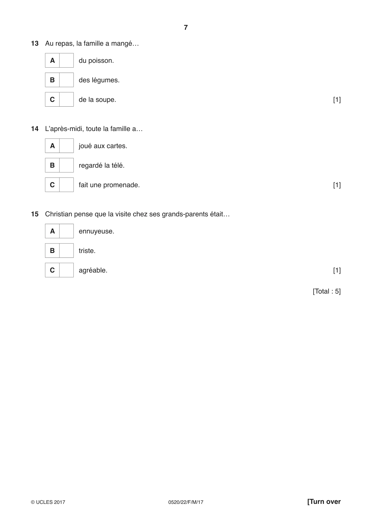 Cambridge IGCSE French - Foreign Language 0520 2017 Feb/March Paper 2 · Variant 2 question paper, page 7 of 16