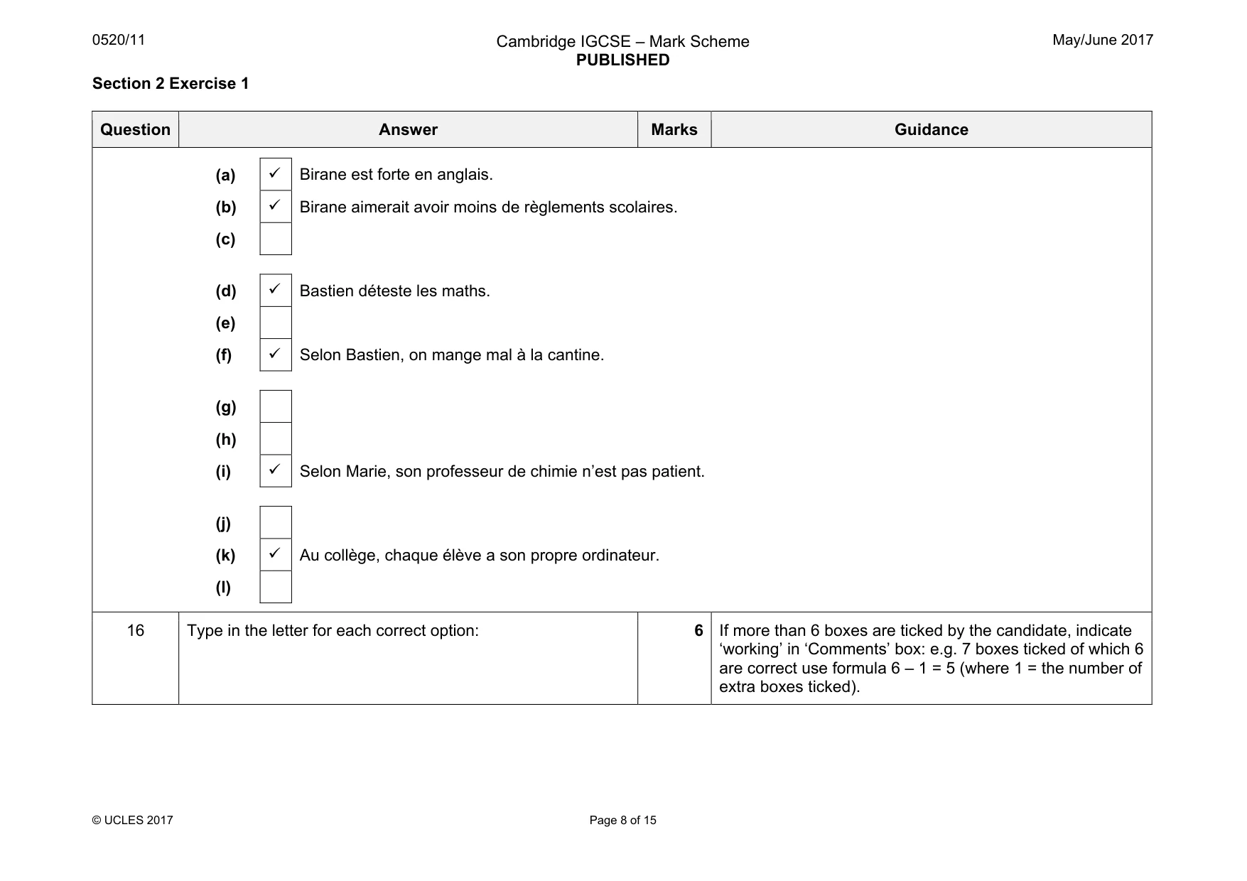 Mark scheme, page 8 of 15
