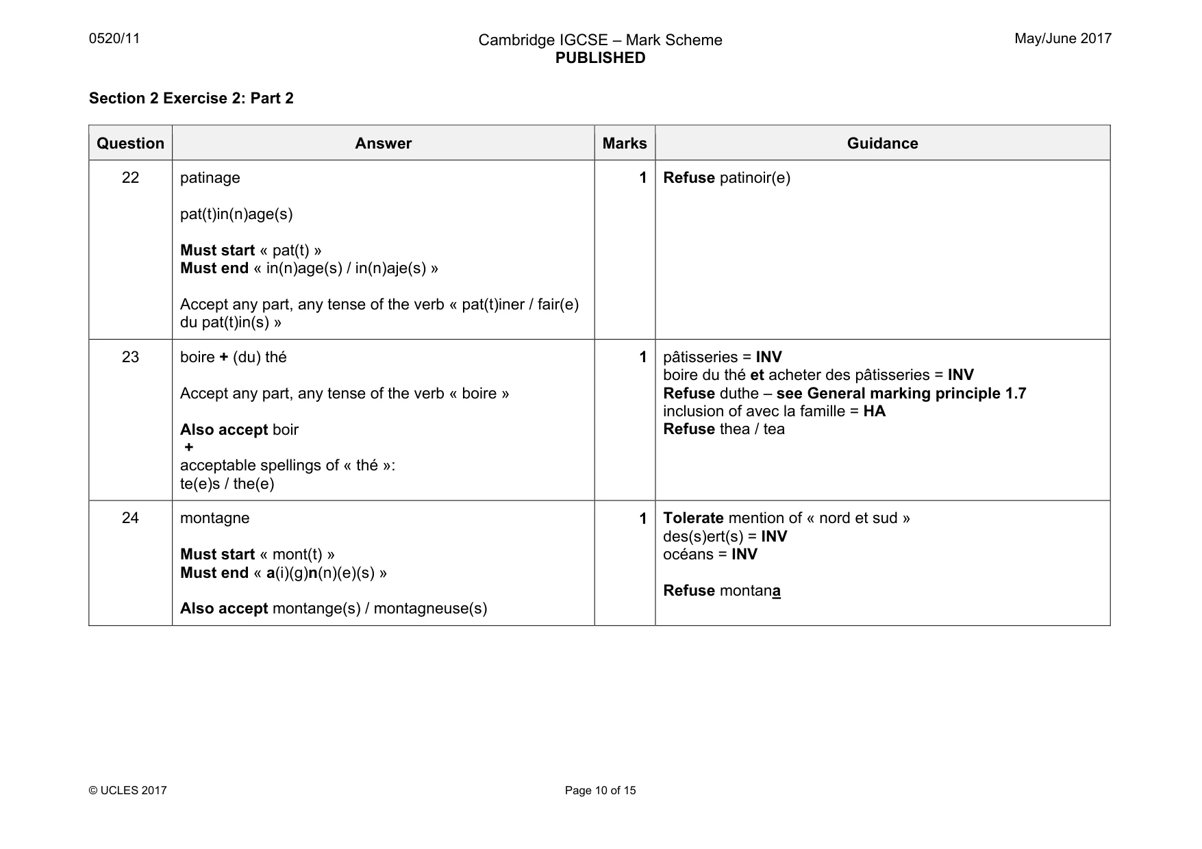 Mark scheme, page 10 of 15