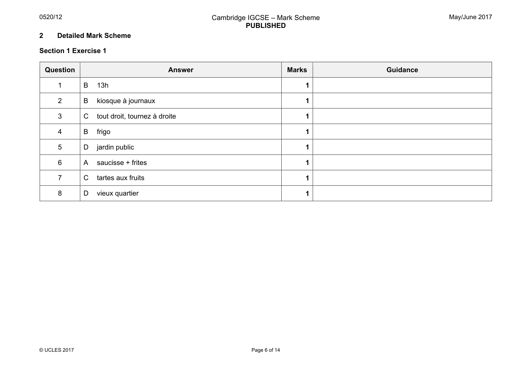 Mark scheme, page 6 of 14