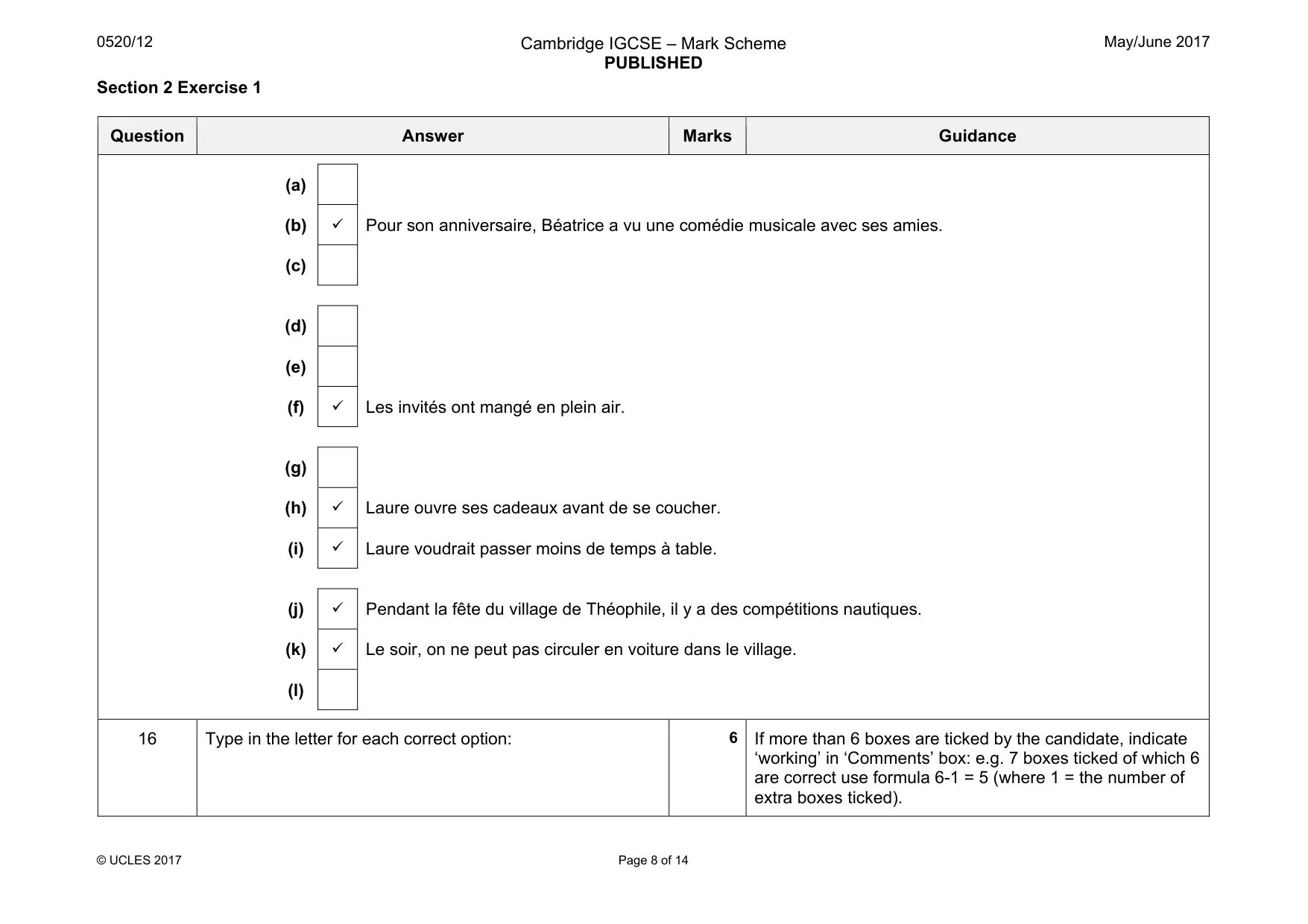 Mark scheme, page 8 of 14