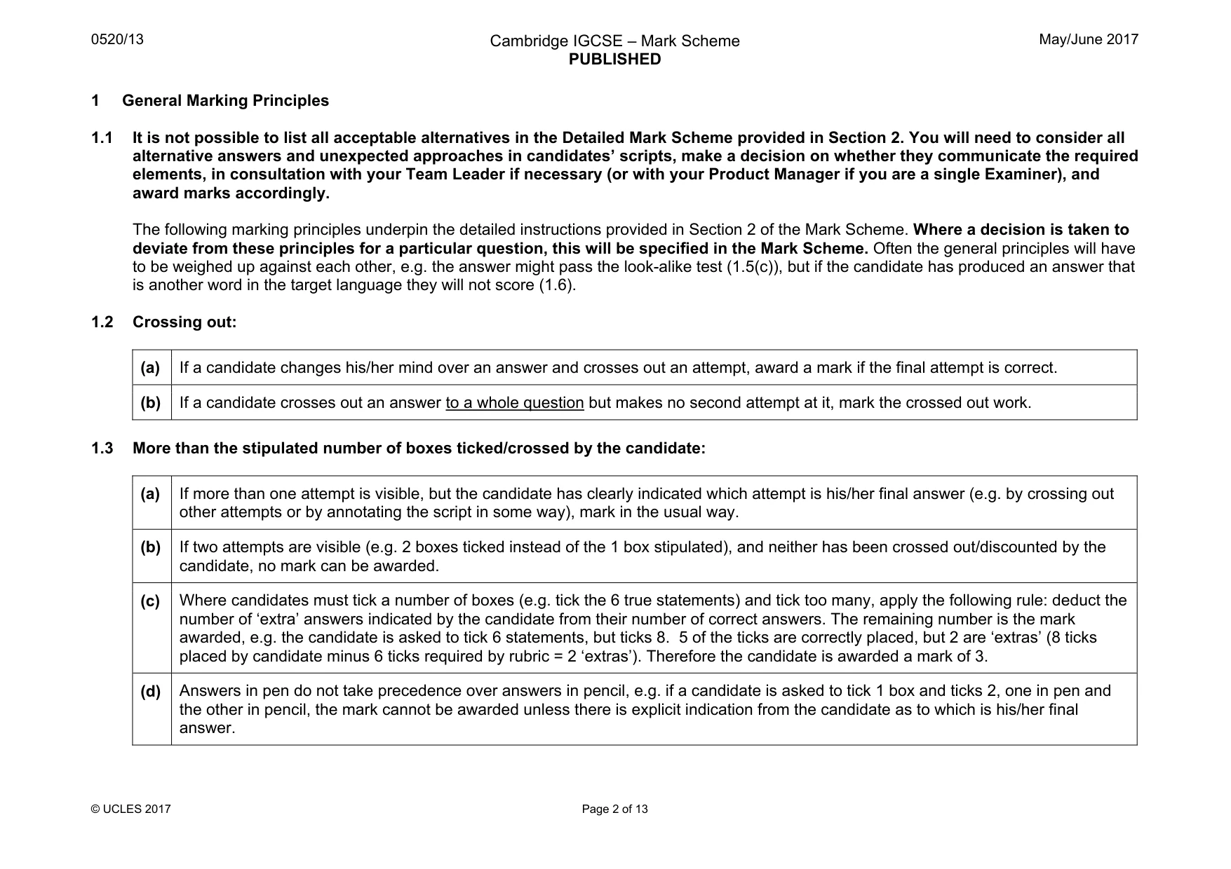 Mark scheme, page 2 of 13