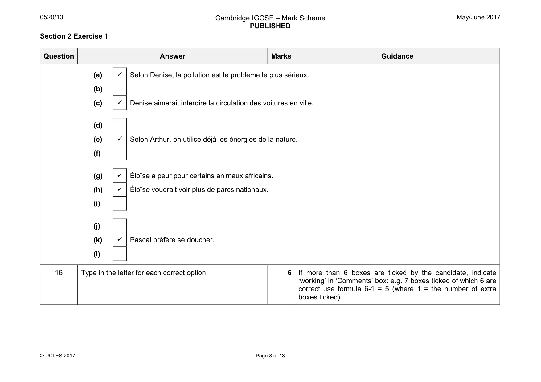 Mark scheme, page 8 of 13