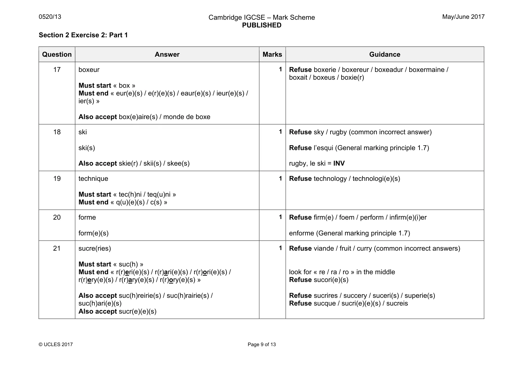 Mark scheme, page 9 of 13