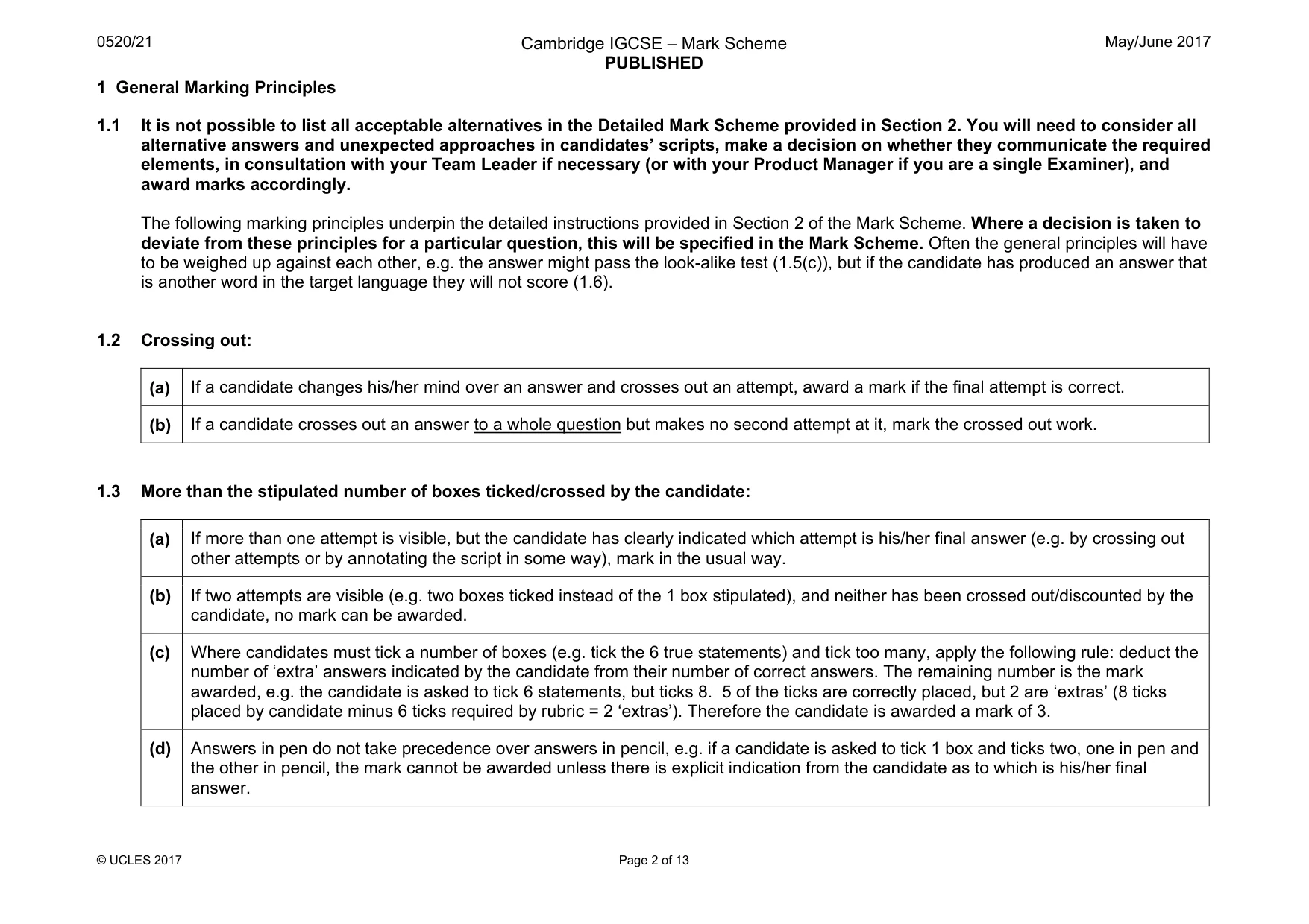 Mark scheme, page 2 of 13