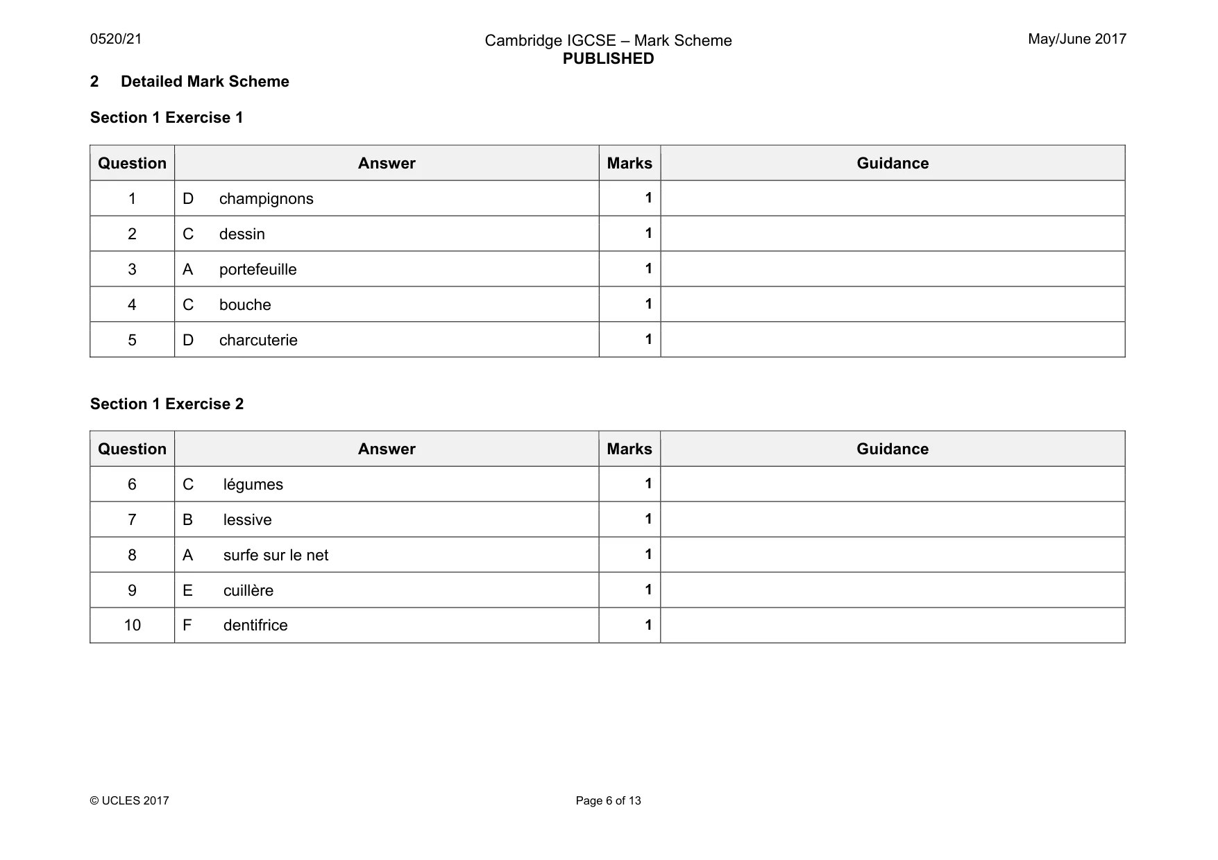 Mark scheme, page 6 of 13