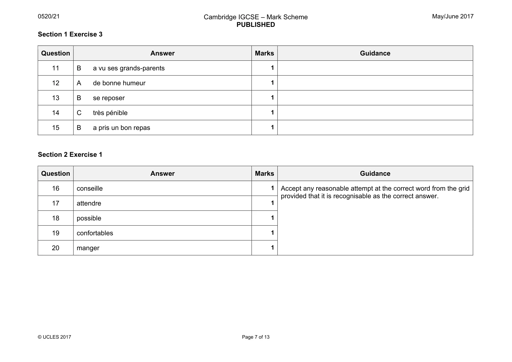 Mark scheme, page 7 of 13