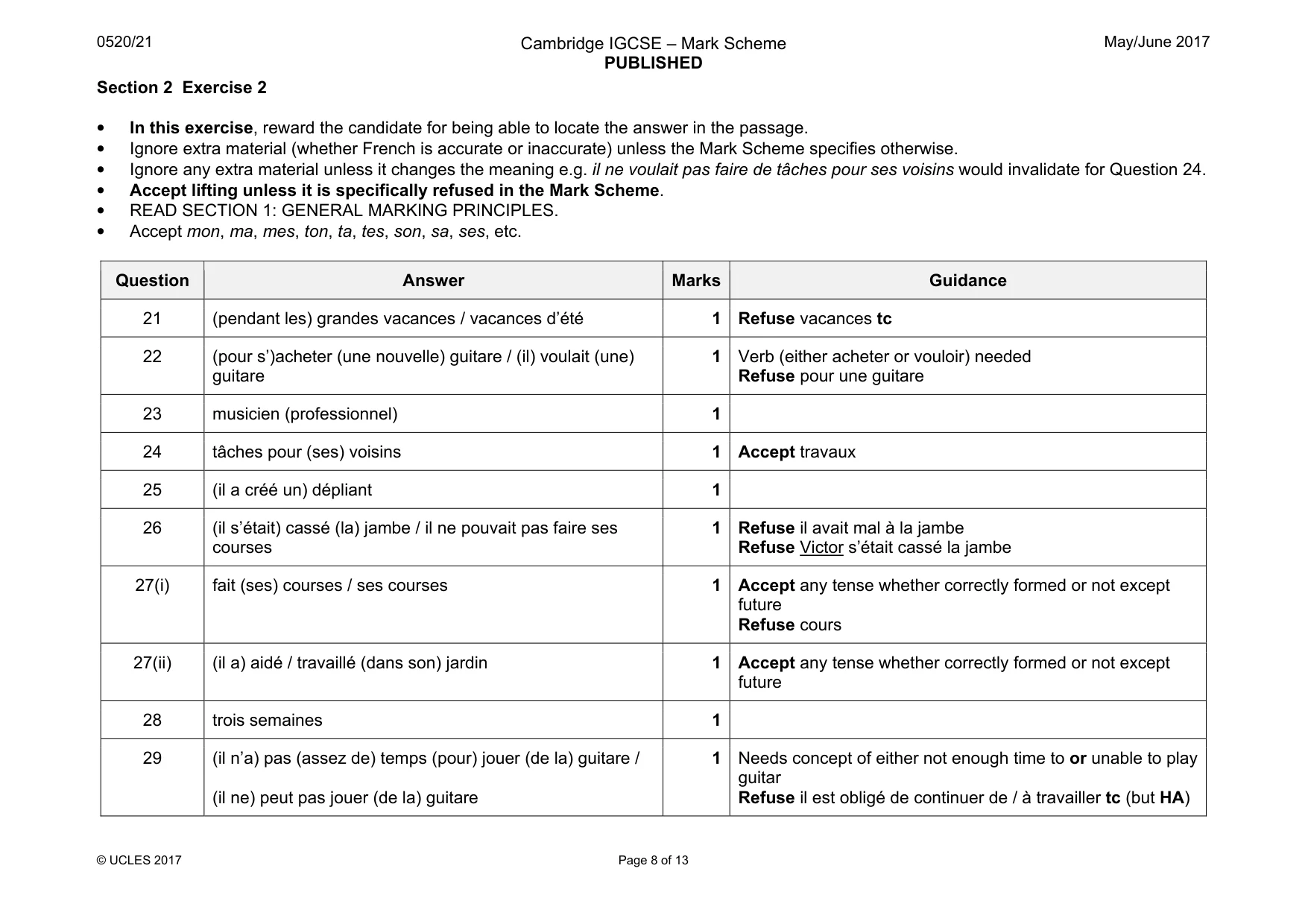 Mark scheme, page 8 of 13